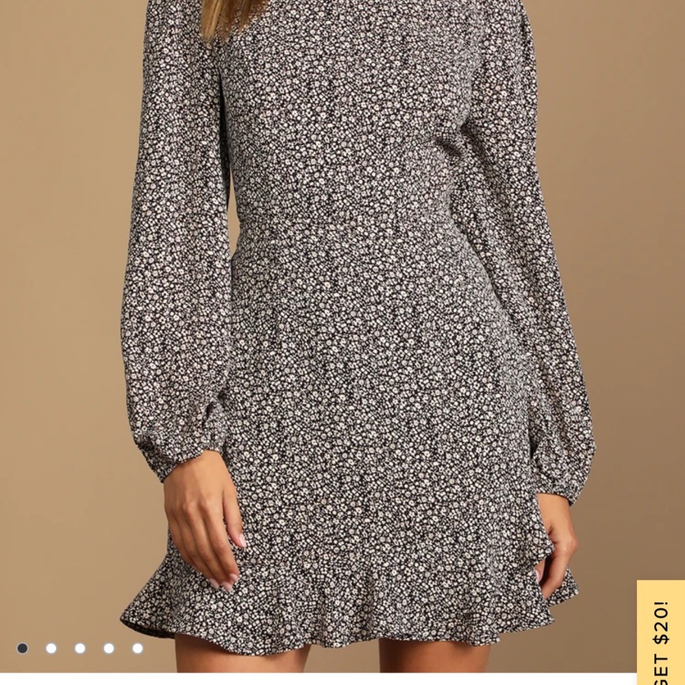 Black and white floral mini dress